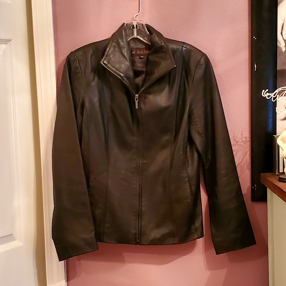 Authentic Leather, Black zip up Jacket Size XS